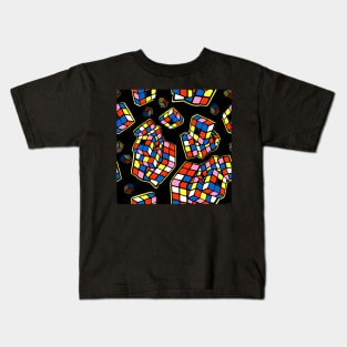 Cubes playful rainbow geometric retro 80s kid pattern Kids T-Shirt